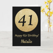 Carte Bonne 41e anniversaire Black and Gold Parties scin (Fleur jaune)