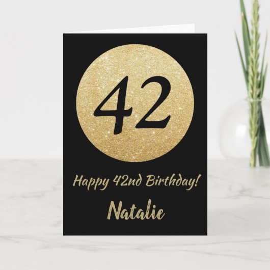 Carte Bonne 42e anniversaire Black and Gold Parties scin (Devant)