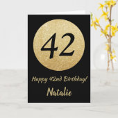 Carte Bonne 42e anniversaire Black and Gold Parties scin (Fleur jaune)