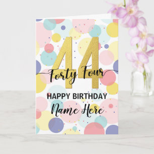 Carte Bonne 44ème anniversaire Pastel Rainbow Gold Woman