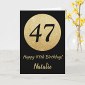 Carte Bonne 47e anniversaire Black and Gold Parties scin (Fleur jaune)