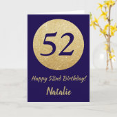 Carte Bonne 52e anniversaire Marine Parties scintillant  (Fleur jaune)