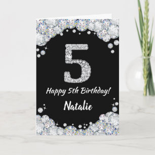 Carte Bonne 5e anniversaire Black and Silver Parties sci