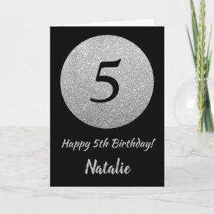 Carte Bonne 5e anniversaire Black and Silver Parties sci