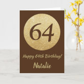 Carte Bonne 64e anniversaire Brown et Parties scintillan (Fleur jaune)
