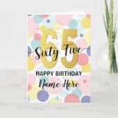 Carte Bonne 65e anniversaire Pastel Rainbow Gold Woman (Devant)