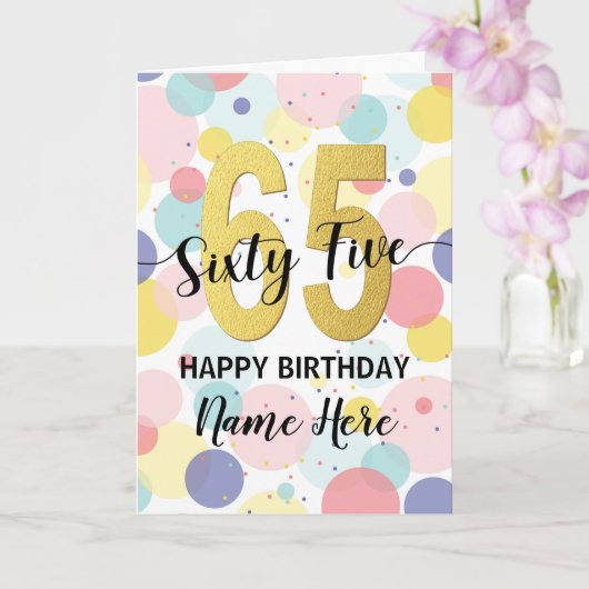 Carte Bonne 65e anniversaire Pastel Rainbow Gold Woman (Orchidée)