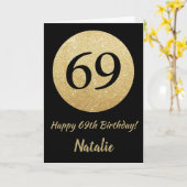 Carte Bonne 69e anniversaire Black and Gold Parties scin (Fleur jaune)