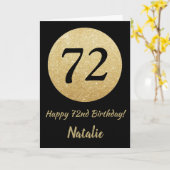 Carte Bonne 72e anniversaire Black and Gold Parties scin (Fleur jaune)