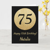 Carte Bonne 75e anniversaire Black and Gold Parties scin (Fleur jaune)