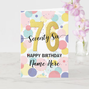 Carte Bonne 76e anniversaire Pastel Rainbow Gold Woman