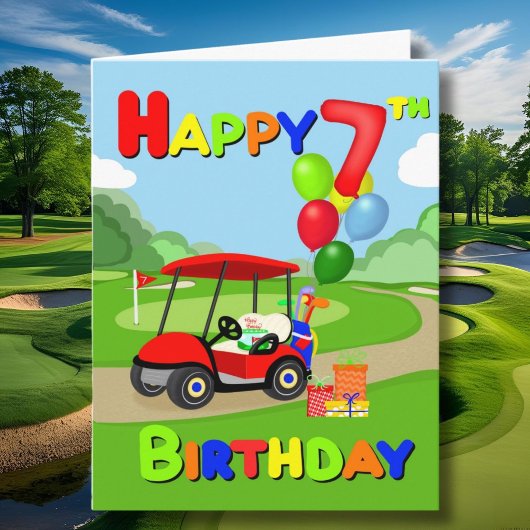 Carte Bonne 7e anniversaire Red Boys Golf Card