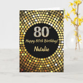 Carte Bonne 80e anniversaire Black and Gold Parties scin (Fleur jaune)