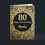 Carte Bonne 80e anniversaire Black and Gold Parties scin<br><div class="desc">Joyeuse carte de Parties scintillant Black and Gold 80th Birthday avec nom personnalisé. Pour plus de personnalisation,  cliquez sur le bouton "Customiser" et utilisez notre outil de conception pour modifier ce modèle.</div>