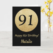 Carte Bonne 91e anniversaire Black and Gold Parties scin (Fleur jaune)