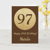 Carte Bonne 97e anniversaire Brown et Parties scintillan (Fleur jaune)