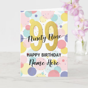 Carte Bonne 99ème anniversaire Pastel Rainbow Gold Woman