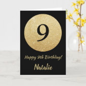Carte Bonne 9e anniversaire Black and Gold Parties scint (Fleur jaune)