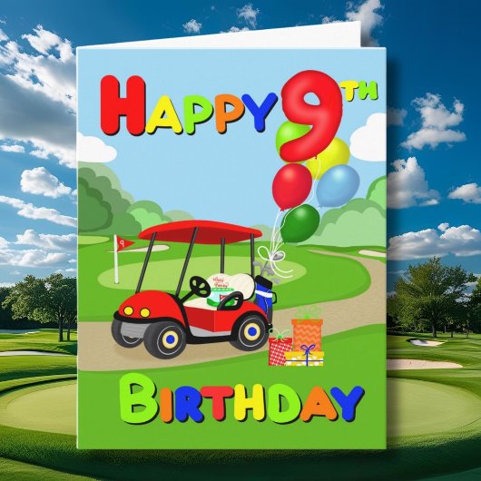 Carte Bonne 9e anniversaire Red Boys Golf Card