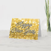 Carte Bonne année 2024 Gold Parties scintillant Custom C (Devant)