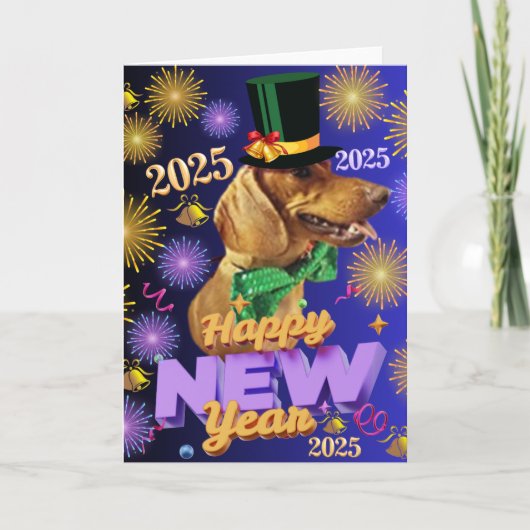 Carte Bonne année 2025 Weenie Dog Greeting Card (Devant)