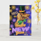 Carte Bonne année 2025 Weenie Dog Greeting Card (Fleur jaune)