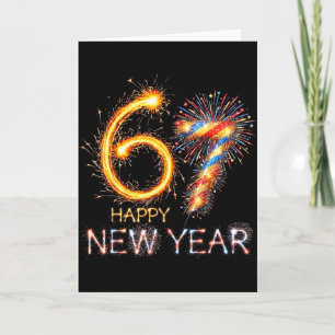 Carte Bonne année 2026 67e anniversaire Feux d'artifice
