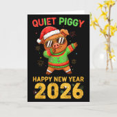 Carte Bonne année 2026 Animal mignon en silence  (Fleur jaune)