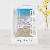 Carte Bonne année 2026 Beach Window (Fleur jaune)