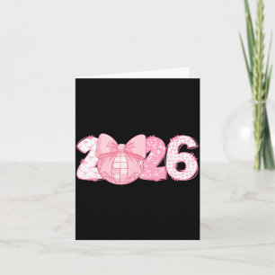 Carte Bonne année 2026 Boule disco Nk Coquette Bow Fam