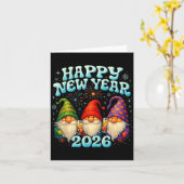 Carte Bonne année 2026 Cadeau de fête de gnome mignon (Fleur jaune)