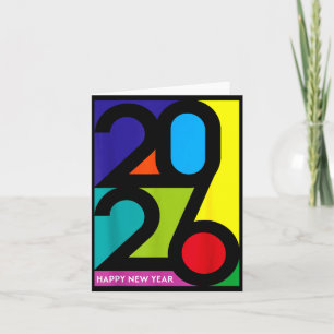 Carte Bonne année 2026 Coloré Drôle Nye Fête de correspo