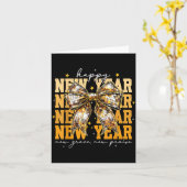 Carte Bonne Année 2026 Coquette Dorée Arc Disco Balle C (Fleur jaune)