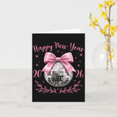 Carte Bonne année 2026 Coquette Nk Nœud Disco Balle Femm (Fleur jaune)