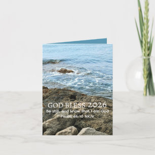 Carte Bonne année 2026 Dieu bénisse la photo de la mer b