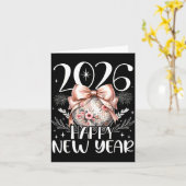 Carte Bonne année 2026 Disco Mignon Arc Fleur Nouvel An (Fleur jaune)