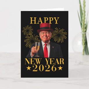 Carte Bonne année 2026 Drôle de feu d'artifice du présid