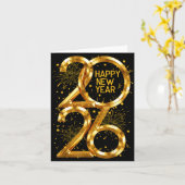 Carte Bonne année 2026 Feux d'artifice Nouvel An Nye P (Fleur jaune)