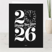 Carte Bonne année 2026 Minuit Horloge compte à rebours (Dos)