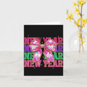 Carte Bonne année 2026 Nk Coquette Bow Disco Ball Cou (Fleur jaune)