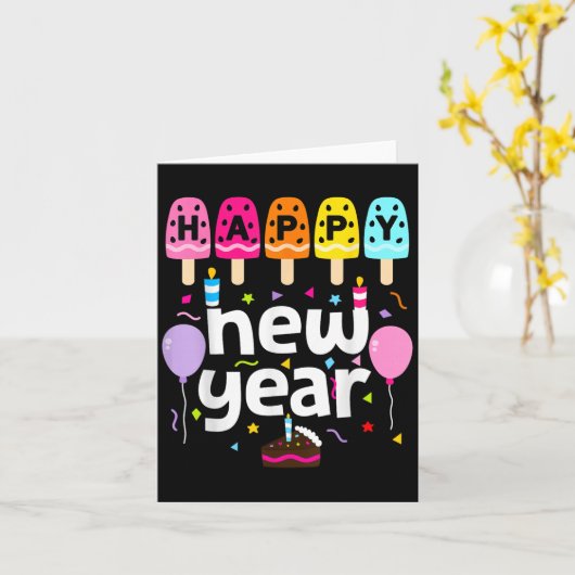 Carte Bonne année 2026 Nouvel An Soirée Enfants Filles (Fleur jaune)