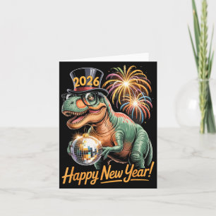 Carte Bonne année 2026 T-shirt dinosaure drôle T-rex pou