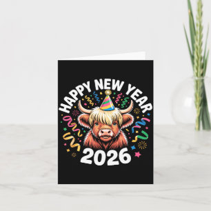Carte Bonne Année 2026 Vache des Highlands & Chapeau de 