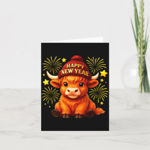 Carte Bonne année 2026 Vache des Highlands & Chapeau de 
