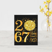 Carte Bonne année 2067 Drôle 67 Six Sept Mème Nouvel An (Fleur jaune)
