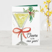 Carte Bonne année à Martini Cocktail Verre (Fleur jaune)