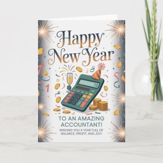 Carte Bonne année à un comptable incroyable (Devant)