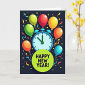 Carte Bonne Année avec Ballons (Fleur jaune)