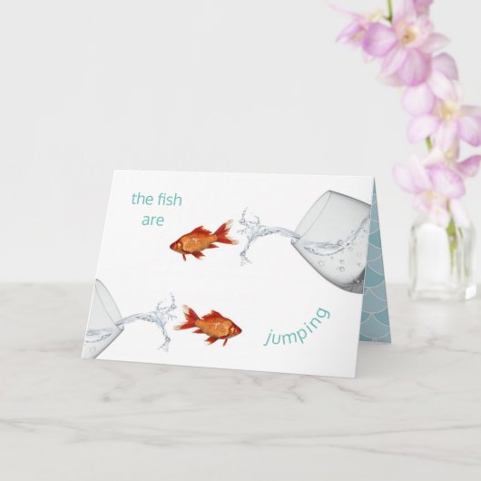 Carte Bonne année bissextile Anniversaire Poissons Cool  (Orchidée)