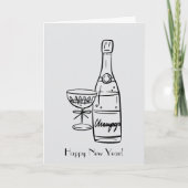 Carte Bonne année Bouteille de Champagne Salutation (Devant)